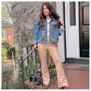 Faux Leather Wide Leg Flare Pull on Pants